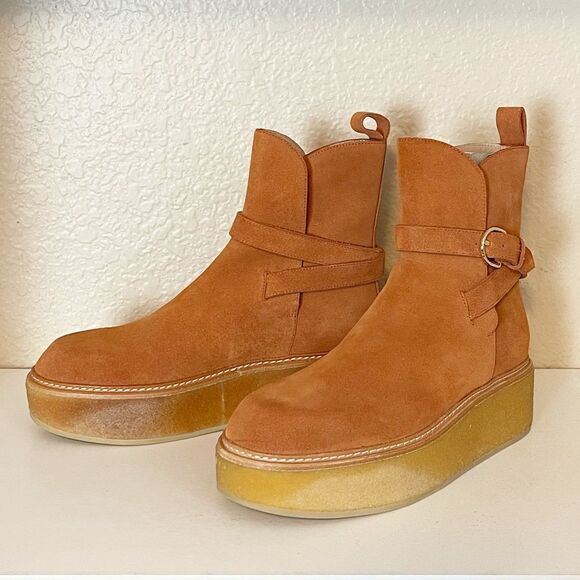 Ulla Johnson Lennox Ankle Buckle Boots suede terracotta brown. New 39.5/… - Picture 5 of 15